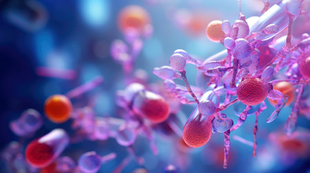 Medical studies of molecular structures. Science in the service of human. Technologies of the future in our life. molecule of medicine model, Generative AI illustrationの素材