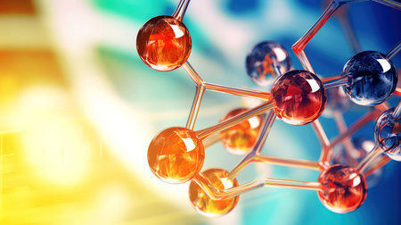 Medical studies of molecular structures. Science in the service of human. Technologies of the future in our life. molecule of medicine model, Generative AI illustrationの素材
