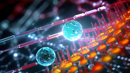 Medical studies of molecular structures. Science in the service of human. Technologies of the future in our life. molecule of medicine model, Generative AI illustrationの素材
