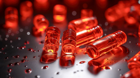 Vitamin capsules. Cod liver oil omega 3 gel capsules. Vitamins, dietary supplements, drugs, Pharmacy, medicine and health concept. capsule pharmacy pill drug concept, Generative AI illustrationの素材