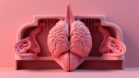 3D illustration of the human organ systems, Human internal organs. Anatomy. Nervous, circulatory, digestive, excretory, urinary,and bone systems. Medical education concept, Generative AI illustrationの素材