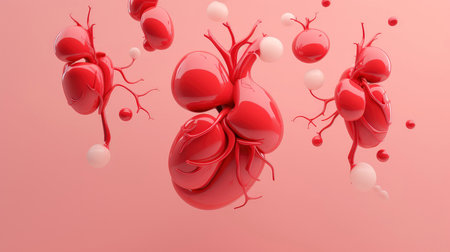 3D illustration of the human organ systems, Human internal organs. Anatomy. Nervous, circulatory, digestive, excretory, urinary,and bone systems. Medical education concept, Generative AI illustrationの素材