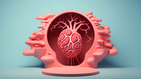 3D illustration of the human organ systems, Human internal organs. Anatomy. Nervous, circulatory, digestive, excretory, urinary,and bone systems. Medical education concept, Generative AI illustrationの素材
