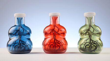 3D illustration of the human organ systems, Human internal organs. Anatomy. Nervous, circulatory, digestive, excretory, urinary,and bone systems. Medical education concept, Generative AI illustrationの素材