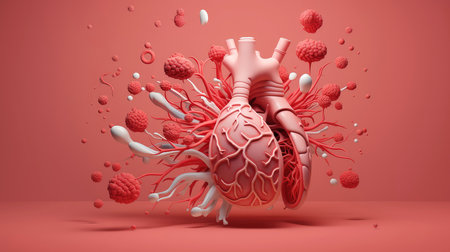 3D illustration of the human organ systems, Human internal organs. Anatomy. Nervous, circulatory, digestive, excretory, urinary,and bone systems. Medical education concept, Generative AI illustrationの素材