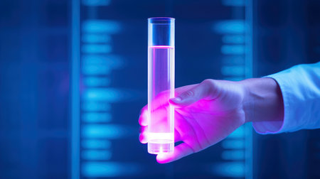 Scientist working at the laboratory, Investigator checking test tubes, Doctor in laboratory checking test tubes, Generative AI illustrationの素材