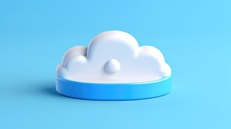 3D white blue cloud icon minimal style, cloud computing online service, digital technology security concept, Generative AI illustrationの素材