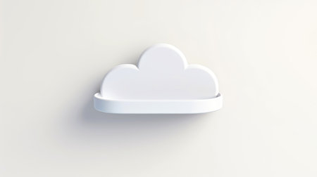 3D white cloud icon minimal style, cloud computing online service, digital technology security concept, Generative AI illustrationの素材