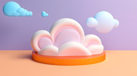 3D purple cloud icon minimal style, cloud computing online service, digital technology security concept, Generative AI illustrationの素材