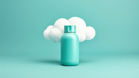 3D white green cloud icon minimal style, cloud computing online service, digital technology security concept, Generative AI illustrationの素材