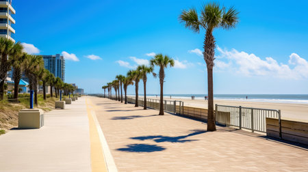 Empty asphalt road beside the sea background, highway beside the sea, outdoors horizontal image, Generative AI illustrationの素材