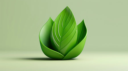 3d mockup leaf of tree and plant. Ecology, bio and natural products concept, Close up view of leaves composition, minimal style, Generative AI illustrationの素材