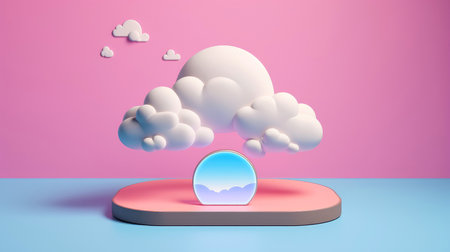 3D cloud icon minimal style, cloud computing online service, digital technology security concept, Generative AI illustrationの素材