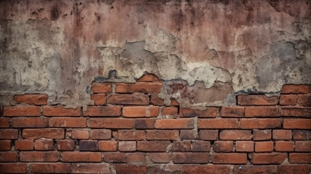 Red brick wall background, texture pattern for continuous replicate, Generative AI illustrationの素材