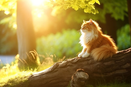 Close-up of cute cat gazing at something with beautiful bokeh background, Generative AI illustrationの素材