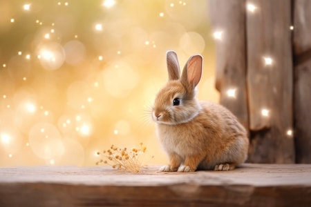 Close-up of cute rabbit with beautiful bokeh background, Generative AI illustrationの素材