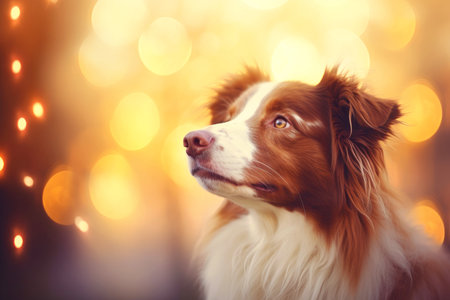 Close-up of cute dog with beautiful bokeh background, Generative AI illustrationの素材