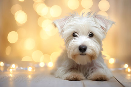 Close-up of cute dog with beautiful bokeh background, Generative AI illustrationの素材