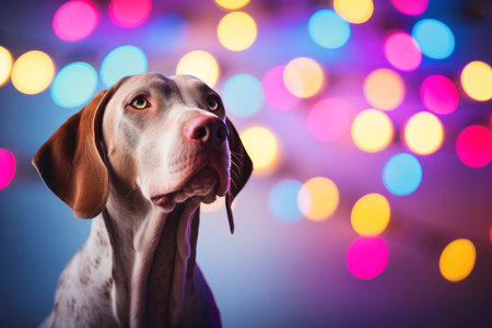 Close-up of cute dog with beautiful bokeh background, Generative AI illustrationの素材