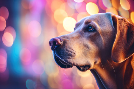 Close-up of cute dog with beautiful bokeh background, Generative AI illustrationの素材