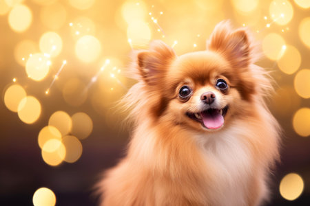 Close-up of cute dog with beautiful bokeh background, Generative AI illustrationの素材