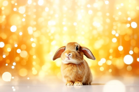 Close-up of cute rabbit with beautiful bokeh background, Generative AI illustrationの素材