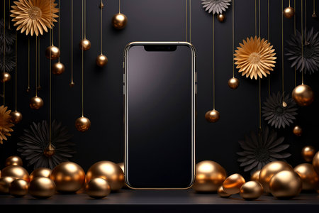 Mockup of beautiful smartphone mobile with multicolor background, Generative AI illustrationの素材