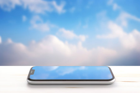 Mockup of beautiful smartphone mobile with multicolor background, Generative AI illustrationの素材