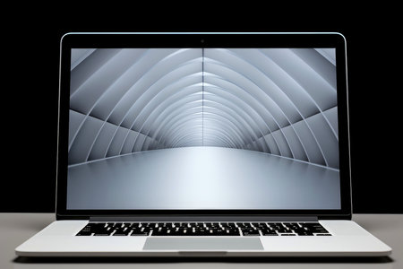 Mockup of beautiful laptop with multicolor background, Generative AI illustrationの素材