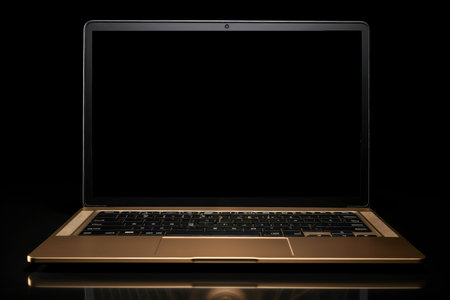 Mockup of beautiful laptop with multicolor background, Generative AI illustrationの素材