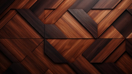 Wood marquetry wall parquet, abstract pattern background, Generative AI illustrationの素材