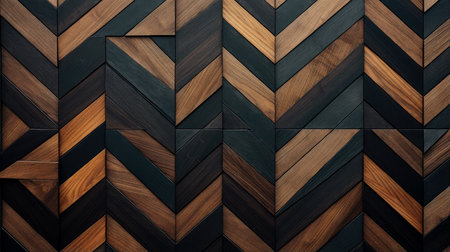 Wood marquetry wall parquet, abstract pattern background, Generative AI illustrationの素材