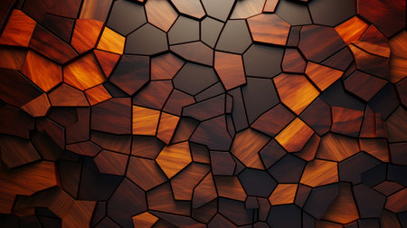 Wood marquetry wall parquet, abstract pattern background, Generative AI illustrationの素材