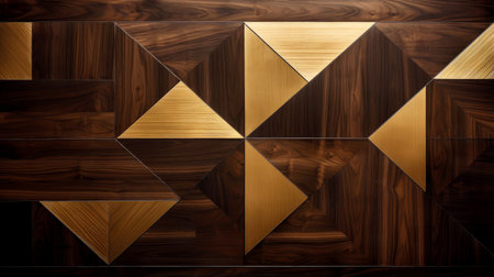 Wood marquetry wall parquet, abstract pattern background, Generative AI illustrationの素材