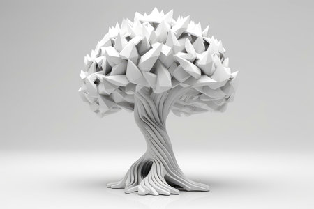 Abstract low poly tree, selective focus, Generative AI illustrationの素材
