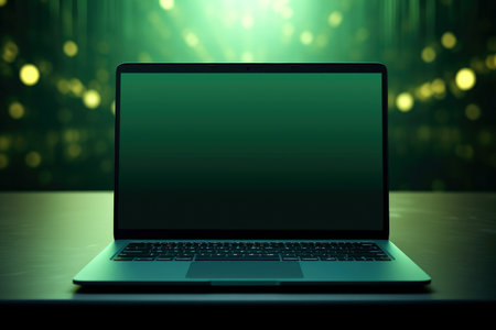 Mockup of beautiful laptop with multicolor background, Generative AI illustrationの素材