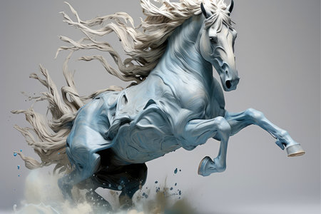 Abstract horse in nebulous color and textured motion, Generative AI illustrationの素材