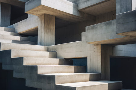 Abstract white grey concrete architecture building, Generative AI illustrationの素材