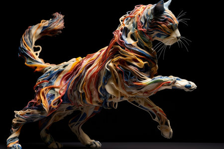 Abstract tiger with complex motion and hazy color, Generative AI illustrationの素材