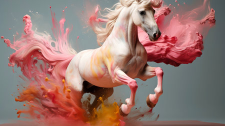 Abstract horse with complex motion and hazy color, Generative AI illustrationの素材