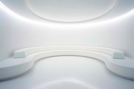 Abstract futuristic architecture background, Minimal technology white backdrop, Generative AI illustrationの素材