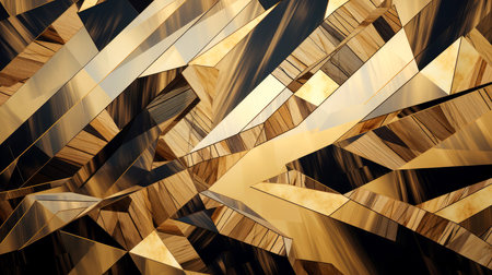 Wood marquetry wall parquet, abstract pattern background, Generative AI illustrationの素材