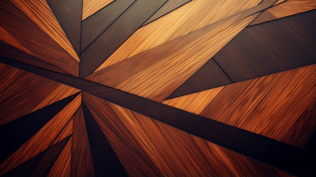 Wood marquetry wall parquet, abstract pattern background, Generative AI illustrationの素材