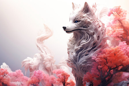 Abstract wolf with complex motion and hazy color, Generative AI illustrationの素材