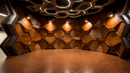 Wood marquetry wall parquet, abstract pattern background, Generative AI illustrationの素材