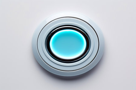 Abstract high tech multicolor button on white background, Generative AIの素材