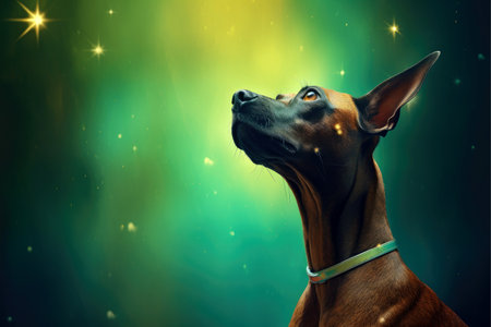 Close-up of cute dog with beautiful bokeh background, Generative AIの素材
