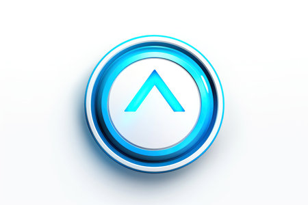 Abstract high tech multicolor button on white background, Generative AIの素材