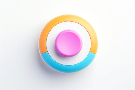 Abstract high tech multicolor button on white background, Generative AIの素材