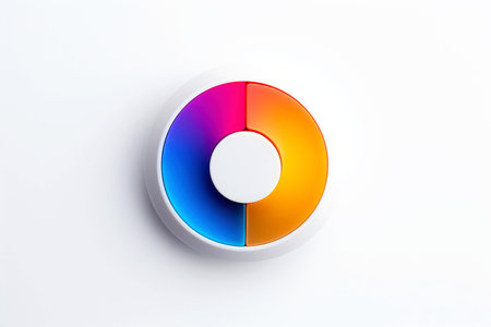 Abstract high tech multicolor button on white background, Generative AIの素材